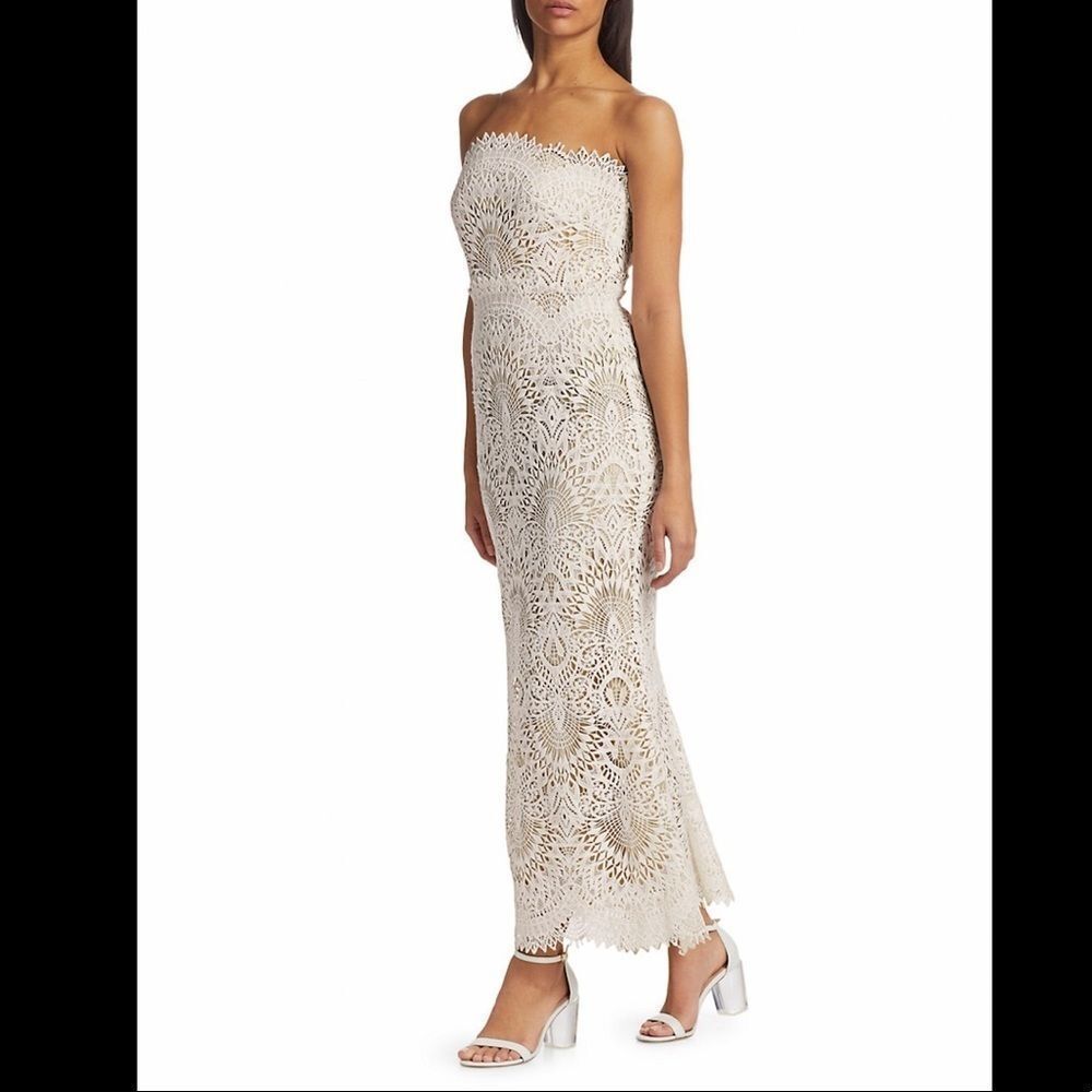 Badgley Mischka Lace Strapless Mermaid Dress - Picture 3 of 12